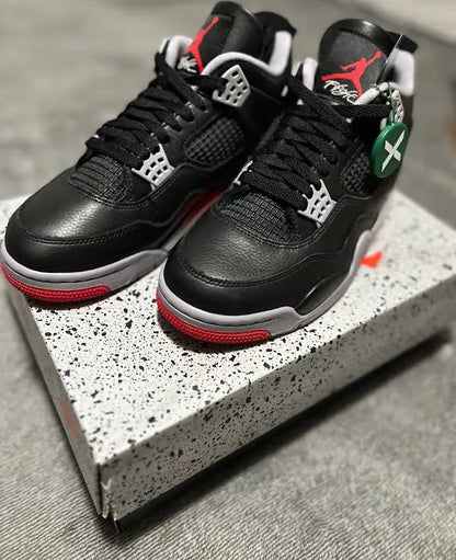 Ni_ke Air Jor_dan 4 Ret_ro Bred Reima_gined BLACK_Sne_aker